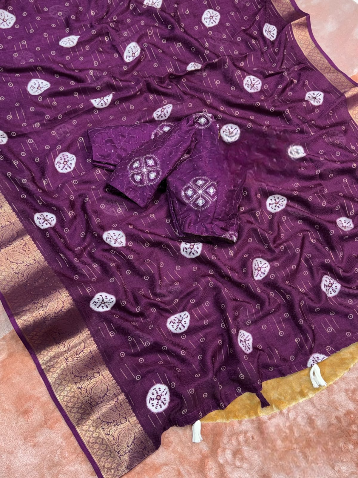 Designe Khushi – Self-Woven Printed Moss Jacquard Saree with Designer Blouse